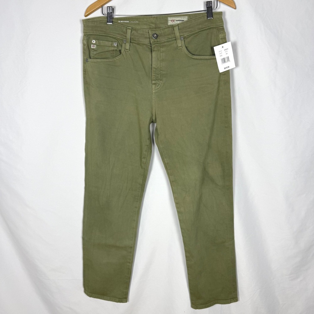 AG Adriano Goldschmied Ex-Boyfriend Olive Green Jeans Size 29 NWT Slouchy Slim